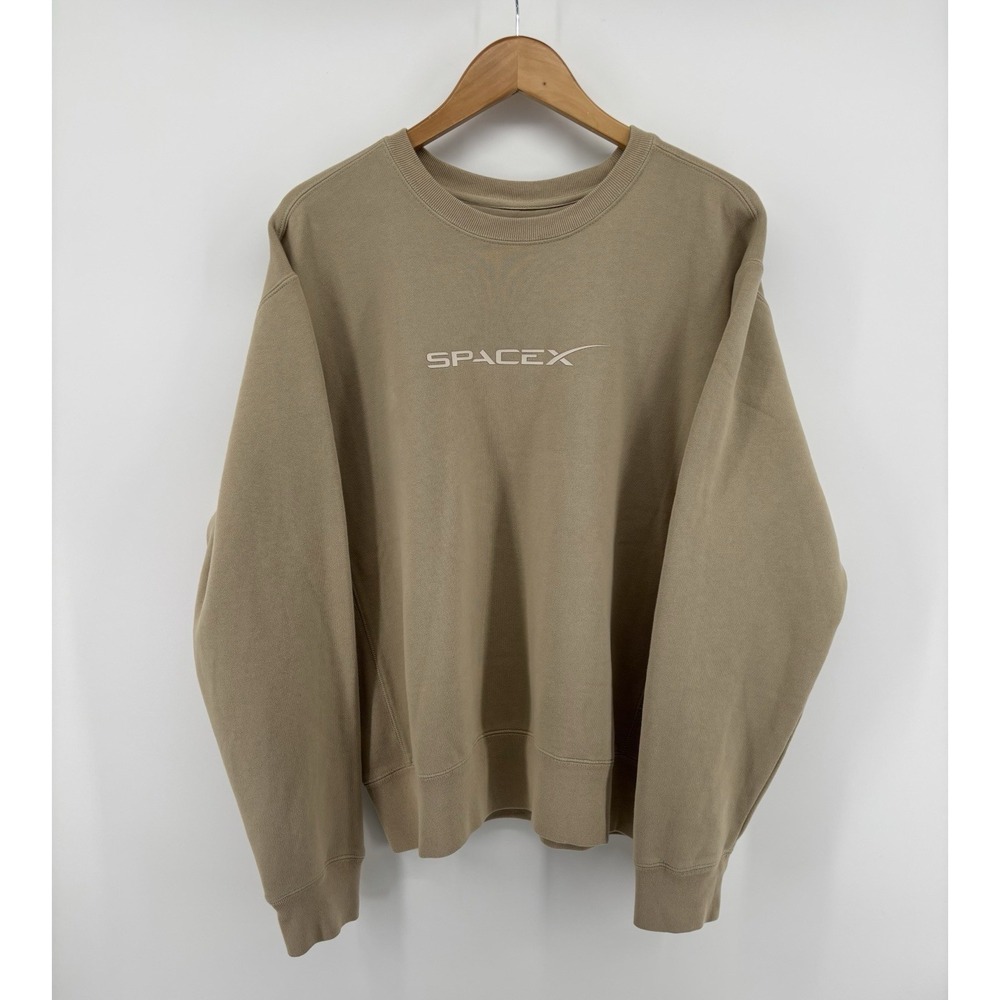 NWT SpaceX Employee Logo Crewneck Sweatshirt Sz XL Tan Authentic